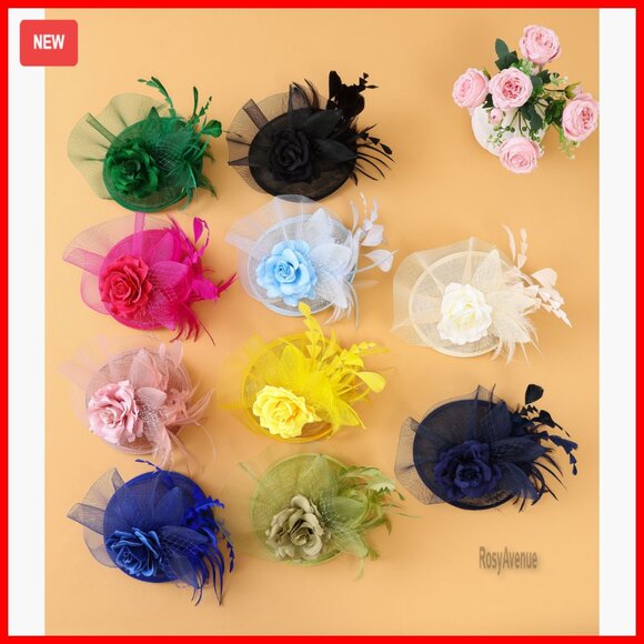 Feather Fascinator Headband Clip Vintage Style Tea Party Accessory main image 6
